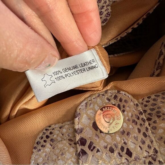 TMRW Studio taupe snakeskin embossed leather square handle tote bag like new - Picture 12 of 13
